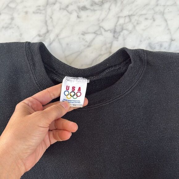 Vintage 90s USA Olympics Crewneck Sweatshirt Mens Large Black Logo - Picture 3 of 8